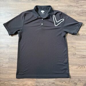 Callaway Men's Large Golf Shirt Short Sleeve Black White 100% Polyester